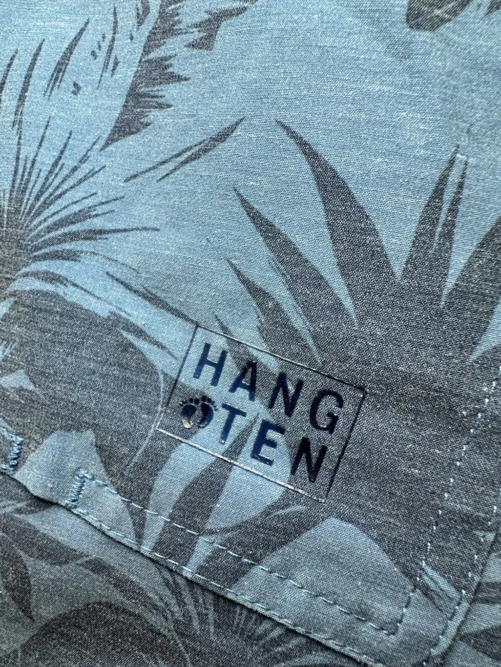 HANG TEN Mens Board Shorts Swim Trunks Tropical Palm Print Size XL Swimwear Blue